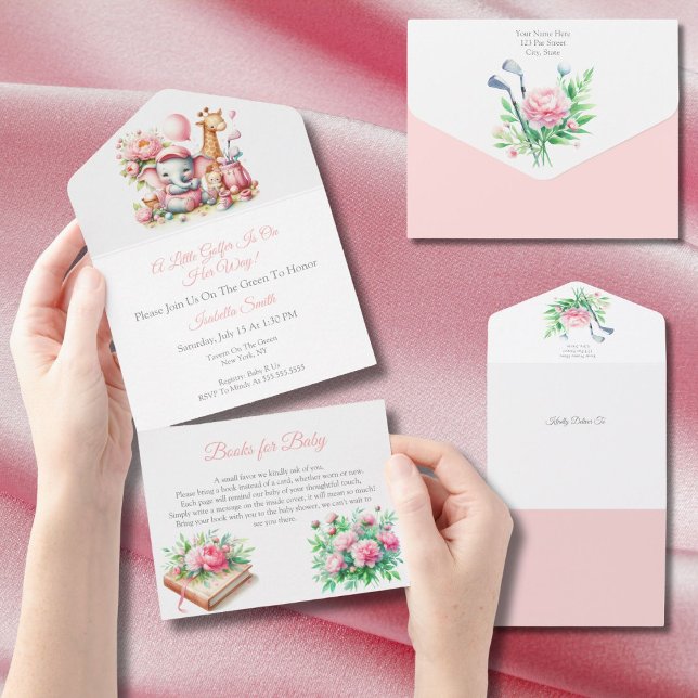 Bebê Elefante e Girafa Rosa para Chá de Bebê de Go (Perfect for golf-loving parents-to-be expecting a baby girl's arrival soon!)