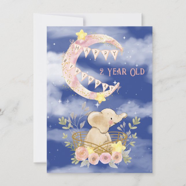 Bebê Elefante Feliz Aniversário de 2 Anos (Frente)
