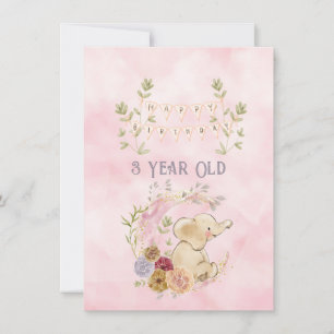 Bebê Elefante Feliz Aniversário de 3 Anos