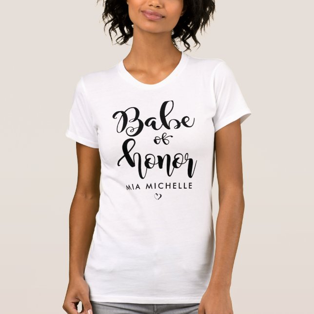 Bebê Elegante de Honra Camiseta Preta e Branca (Frente)