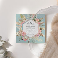 Bebê Em Bloom Bohemian Chá de fraldas Convite