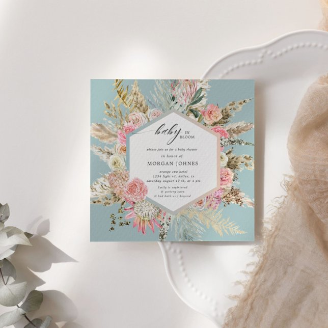 Bebê Em Bloom Bohemian Chá de fraldas Convite (Criador carregado)