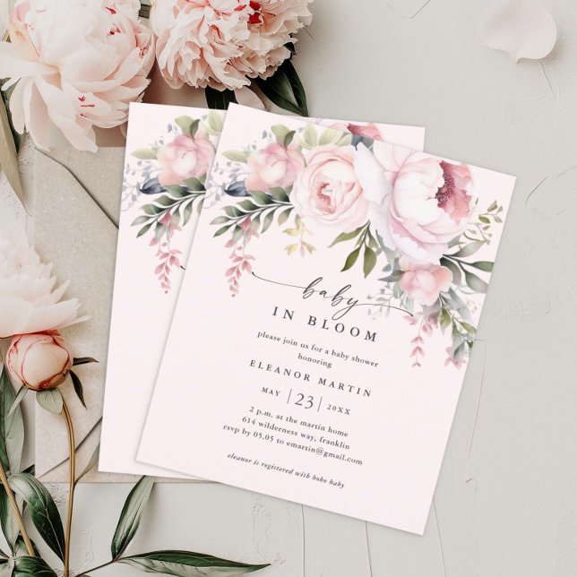 Bebê em Bloom Chá de fraldas Floral Convite (Criador carregado)