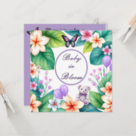 Bebê em Bloom chá de fraldas floral convite unisex