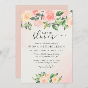 Bebê em Bloom Chá de fraldas Floral Rosa e Pêsse