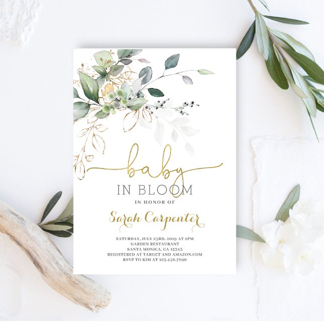 Bebê em Bloom - convite verde (Criador carregado)
