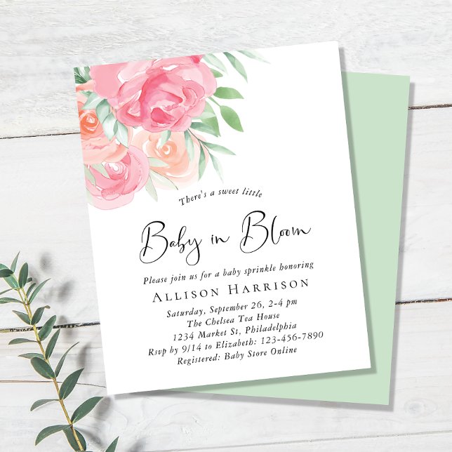 Bebê em Bloom Floral Baby Sprinkle Budget Invite (Criador carregado)