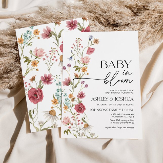Bebê em Bloom Floral Convite (Criador carregado)
