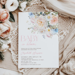 Bebê Em Bloom Pastel Convite Para Chá de fraldas F