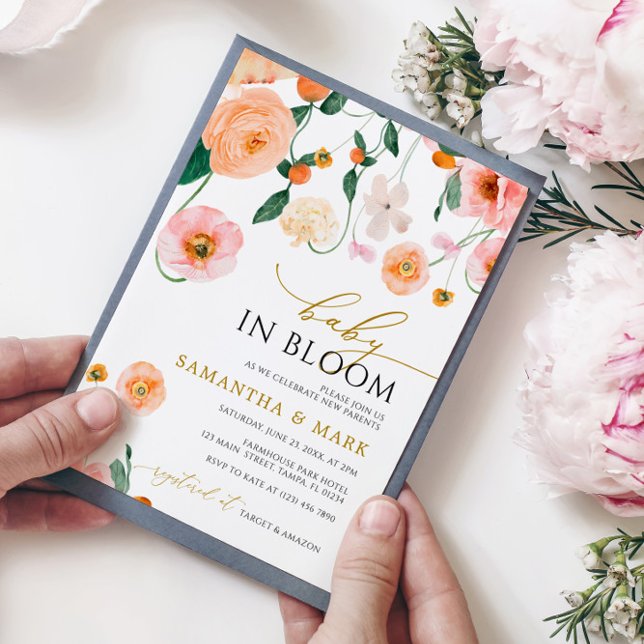 Bebê em Bloom Poppies Flores Chá Convite (Criador carregado)