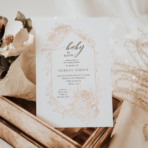 bebê em chá de fraldas floral de ouro
