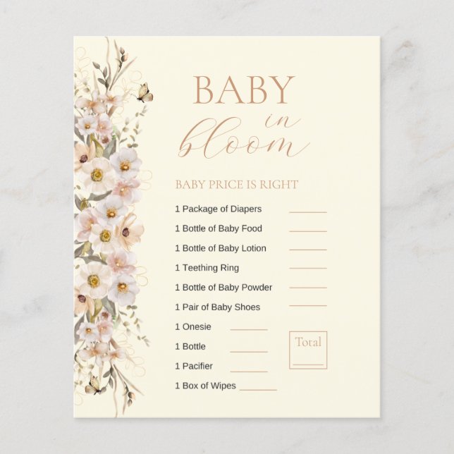 Bebê em Flor Boho Neutro Jogo para Chás de Bebê (Frente)