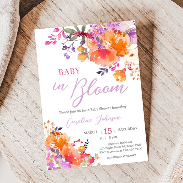 Bebê em Flor Desabrochando Convite de Chás de Bebê (Baby in Bloom Baby Shower Invitation 
)