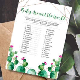 Bebê em torno do cartão mundial de jogos do Chá