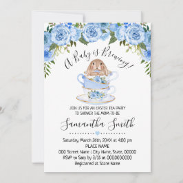 Bebê está criando Páscoa Chá Chá Azul Convite