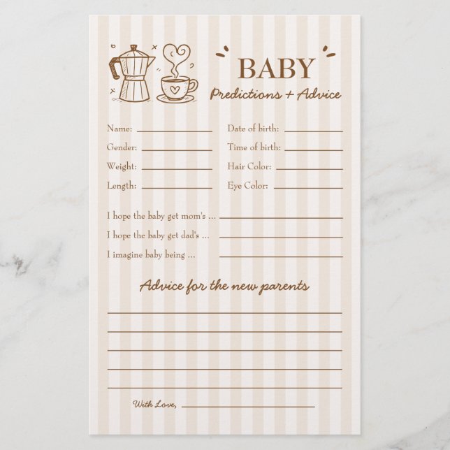 Bebê está criando previsões e conselhos sobre café (Frente)