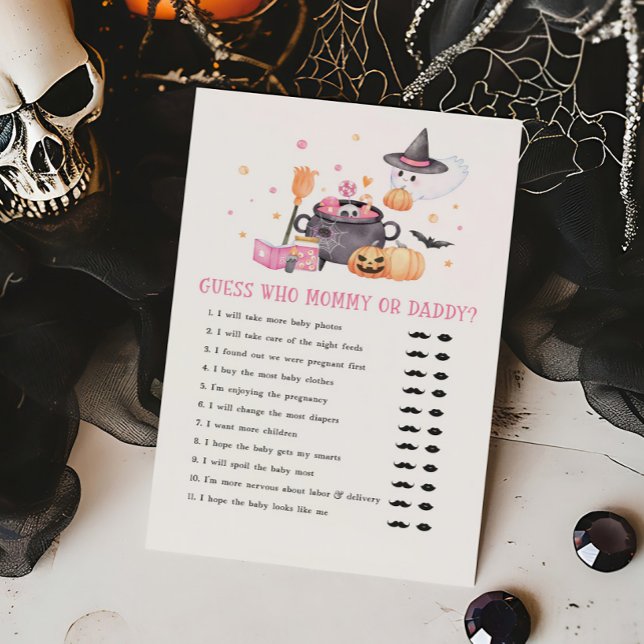 Bebê está criando um palerma rosa adivinhando quem (Baby is Brewing Baby Shower Guess who Mommy or Daddy Game)