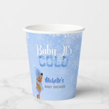 Bebê Está Frio Floco de Neve Azul Menino Chuveiro