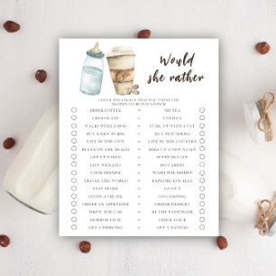 Bebê está preparando café. O que ela preferiria