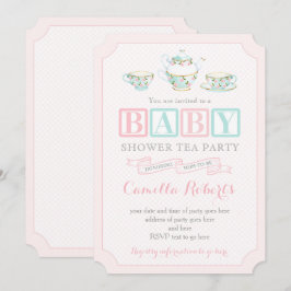 Bebê Festa de Tea Convites para Bebê Menina