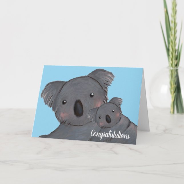 Bebê filho parabéns koala cartão azul (Frente)