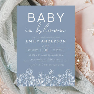 Bebê Flor Silvestre em Flor Baby Shower Azul Desbo