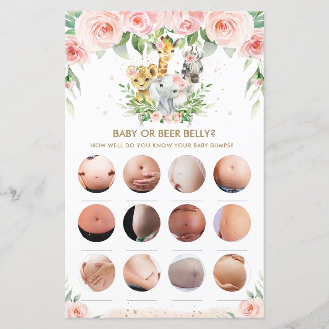 Bebê Floral de Animais Selvagens ou Jogo da Belga  (Frente)