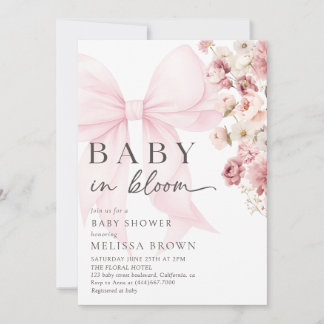 Bebê Floral No Convite Ao Chá de fraldas De Bloom