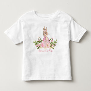 Bebê Floral Rosa Bunny Birthday Toddler T-Shirt