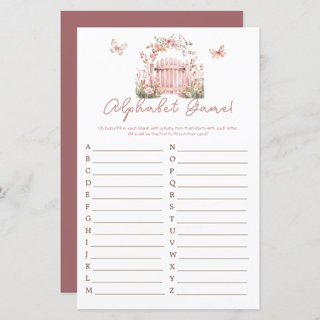 Bebê Floral Rosa no Alfabeto Bloqueador de Chás de (Frente/Verso)