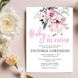 Bebê Floral Rosa no Convite para Chás de fraldas B
