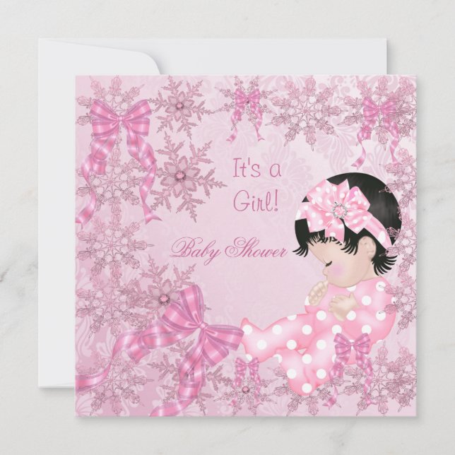 Bebê Fofa Convite para Chá de Bebê Menina Rosas Fl (Frente)