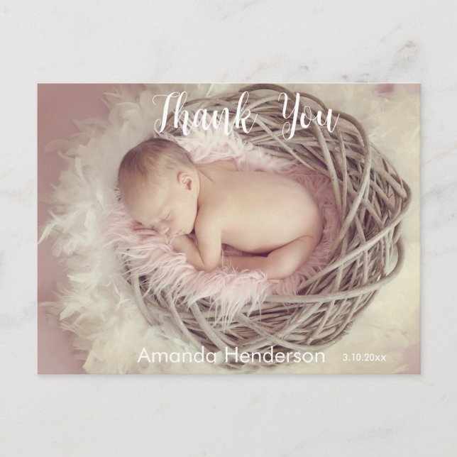 Bebê Foto Obrigado Anúncio Cartão (Frente)