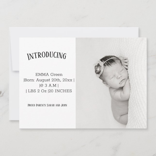 Bebê Foto Obrigado Cartão de Anúncio de Nascimento (Frente)