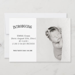 Bebê Foto Obrigado Cartão de Anúncio de Nascimento