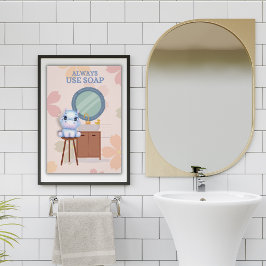 Bebê Hippo Sempre Usa Poster de Banheira de Sabão