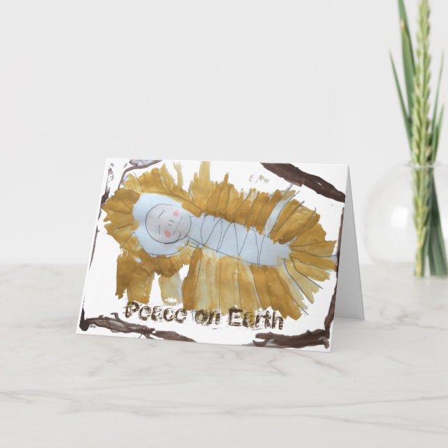 Bebê Jesus no Cartão de Natal de Manger de Isla (Frente)