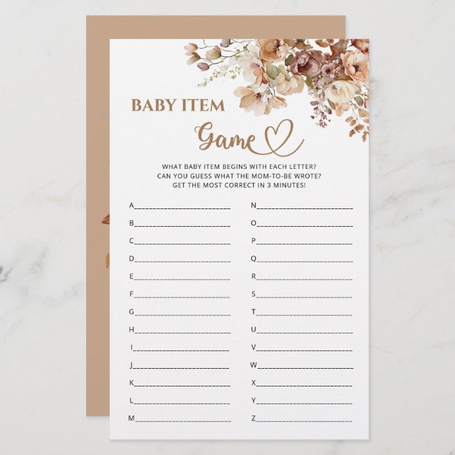 Bebê Jogo de Item Bebê em Chá de fraldas Bloqueado (Frente/Verso)