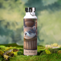 Bebê-lontra giro numa cesta - personalizável