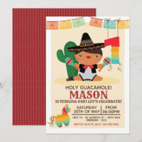 Bebê Mariachi Santa Guacamole Um Ano Convite