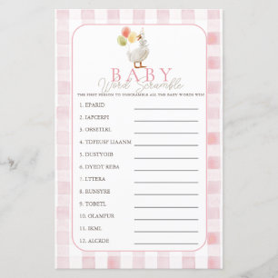 Bebê Menina Xadrez Rosa Silly Goose Palavras Desor
