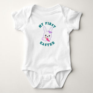 Bebê Meu Primeiro Body Branco de Páscoa para Meninas