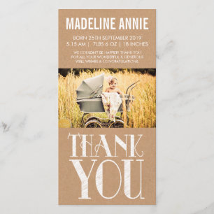 Bebê Nascido Obrigado Cartões com fotos Rustic Bur