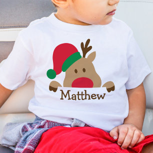 Bebê Natal Reindeer Personalizado Kid T-Shirt