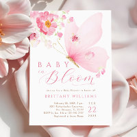 Bebê no Bloom Butterfly Chá de fraldas Convite