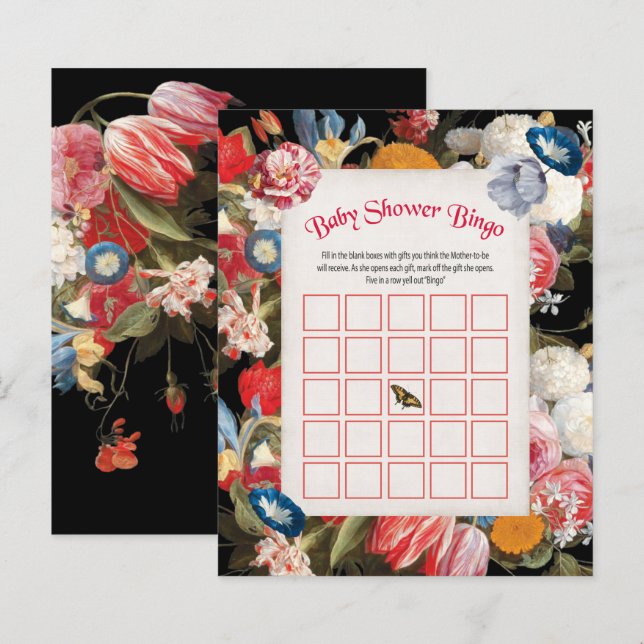 Bebê no Bloom Chá de fraldas Bingo Game (Frente/Verso)