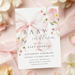 Bebê No Bloom, Convite Para Chá de fraldas Rosa De<br><div class="desc">Celebre a alegre chegada de uma garotinha com nosso convite para chá de fraldas "Baby in Bloom". Esta carta encantadora apresenta flores aquáticas delicadas,  cor-de-rosa macia e pastel,  em tons de rosa e um arco rosa belamente ilustrado.</div>