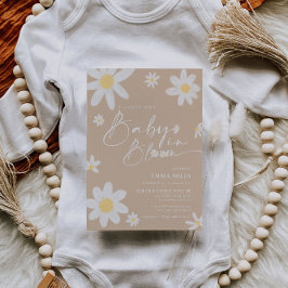 Bebê no Bloom Daisy Beige Chá de fraldas Convite