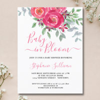 Bebê no Bloom Floral Chá de fraldas Convite