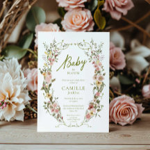 Bebê no Bloom Floral Chá de fraldas Convite